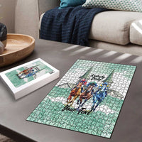 Kentucky Horse Racing Personalized Puzzle Churchill Downs Roses Pastel Green