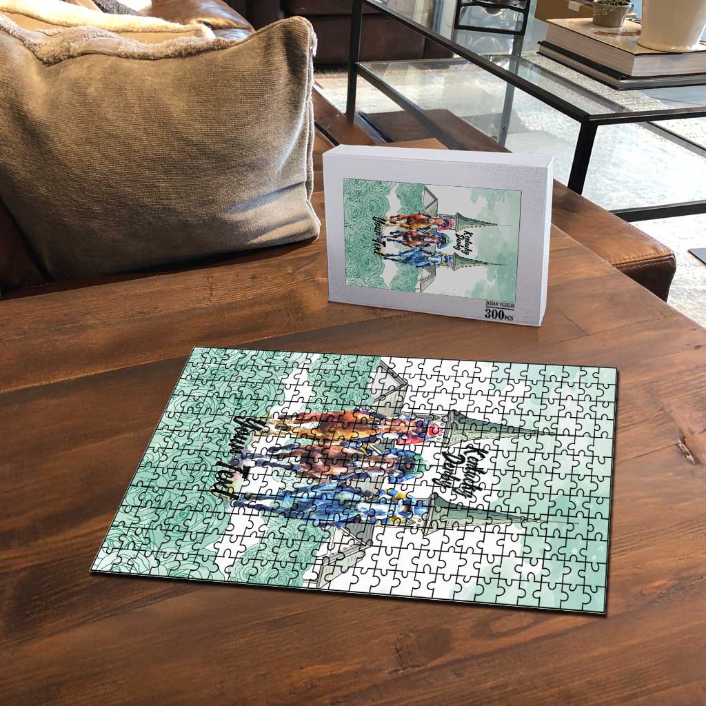 Kentucky Horse Racing Personalized Puzzle Churchill Downs Roses Pastel Green