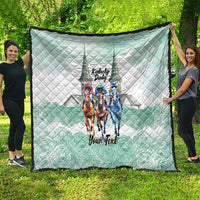 Kentucky Horse Racing Personalized Quilt Churchill Downs Roses Pastel Green