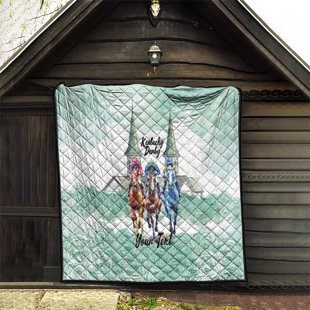 Kentucky Horse Racing Personalized Quilt Churchill Downs Roses Pastel Green