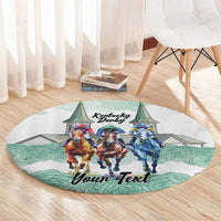 Kentucky Horse Racing Personalized Round Carpet Churchill Downs Roses Pastel Green