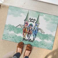 Kentucky Horse Racing Personalized Rubber Doormat Churchill Downs Roses Pastel Green