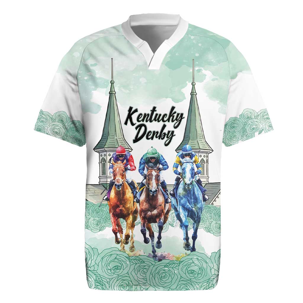 Kentucky Horse Racing Personalized Rugby Jersey Churchill Downs Roses Pastel Green
