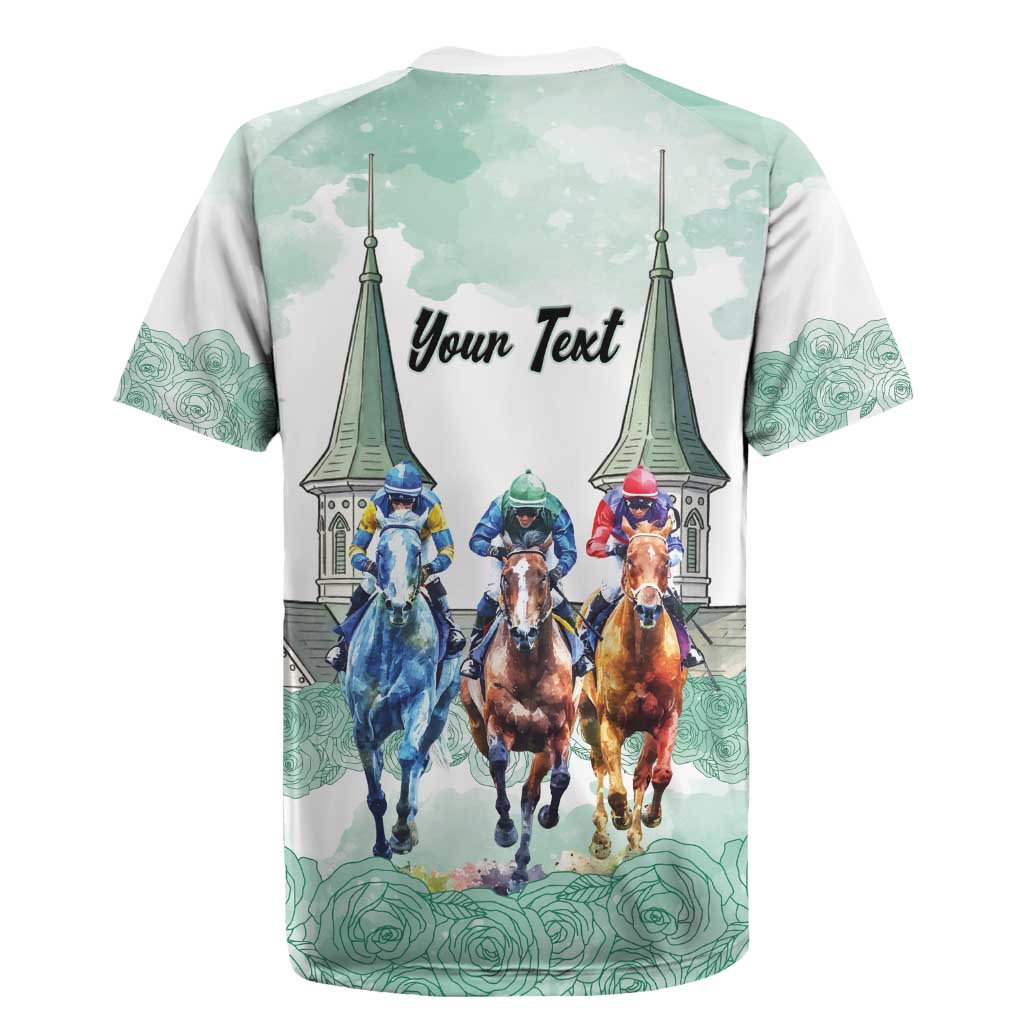 Kentucky Horse Racing Personalized Rugby Jersey Churchill Downs Roses Pastel Green