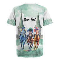 Kentucky Horse Racing Personalized Rugby Jersey Churchill Downs Roses Pastel Green