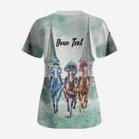 Kentucky Horse Racing Personalized Scrub Top Churchill Downs Roses Pastel Green