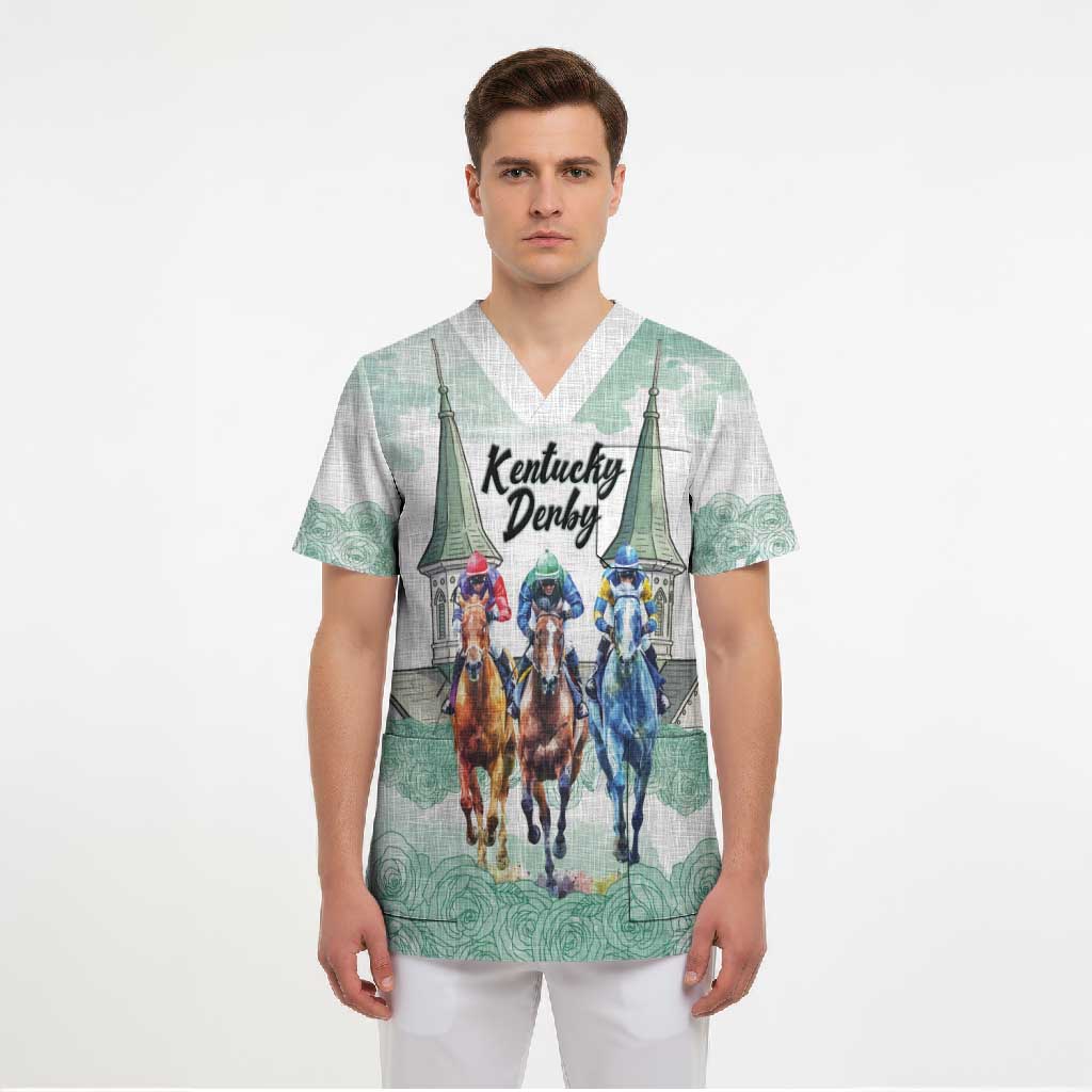 Kentucky Horse Racing Personalized Scrub Top Churchill Downs Roses Pastel Green