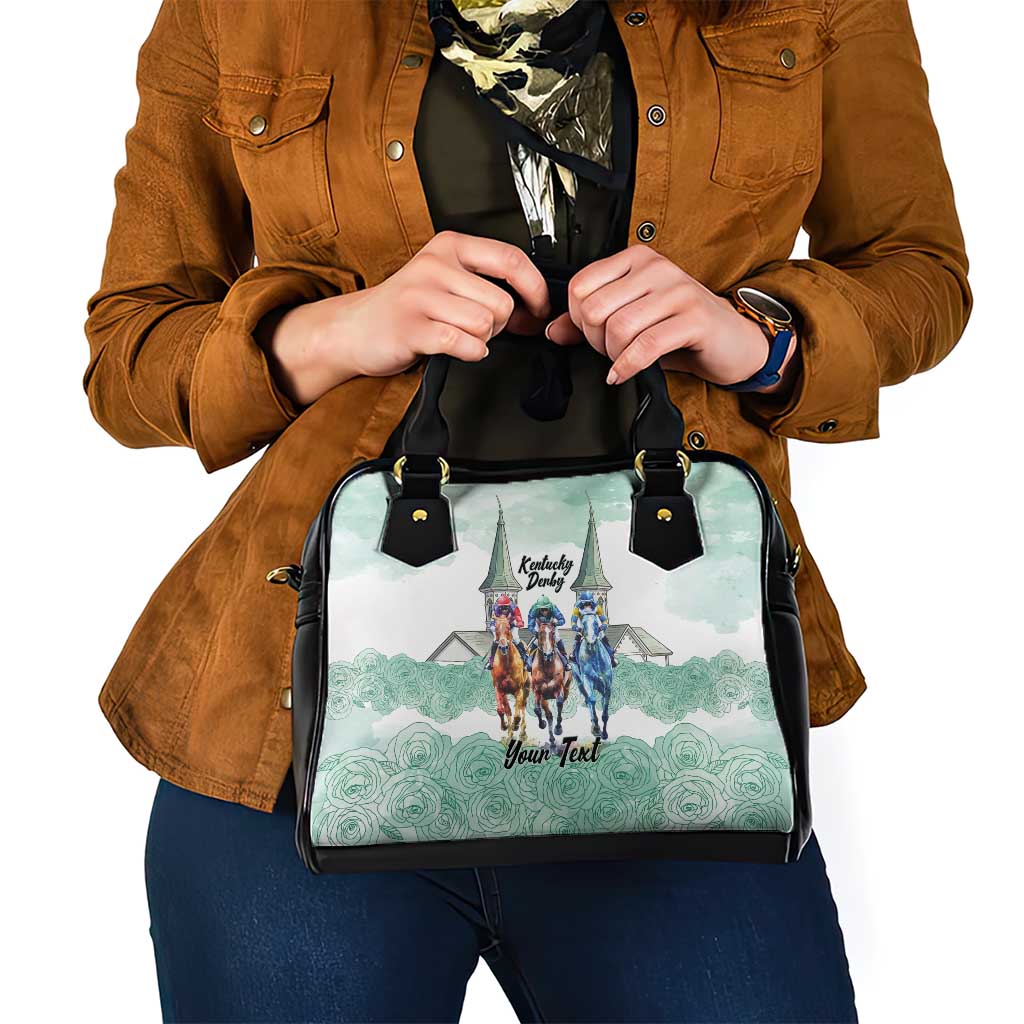 Kentucky Horse Racing Personalized Shoulder Handbag Churchill Downs Roses Pastel Green