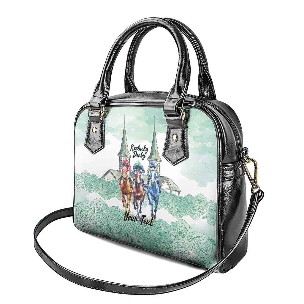 Kentucky Horse Racing Personalized Shoulder Handbag Churchill Downs Roses Pastel Green