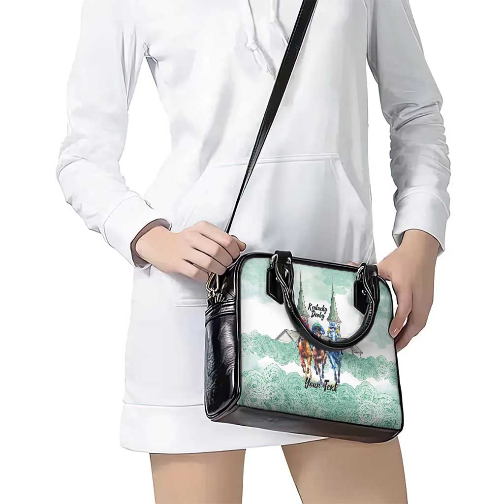 Kentucky Horse Racing Personalized Shoulder Handbag Churchill Downs Roses Pastel Green