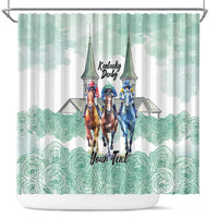 Kentucky Horse Racing Personalized Shower Curtain Churchill Downs Roses Pastel Green