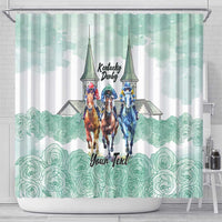 Kentucky Horse Racing Personalized Shower Curtain Churchill Downs Roses Pastel Green