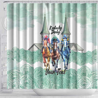 Kentucky Horse Racing Personalized Shower Curtain Churchill Downs Roses Pastel Green