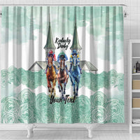 Kentucky Horse Racing Personalized Shower Curtain Churchill Downs Roses Pastel Green