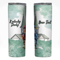 Kentucky Horse Racing Personalized Skinny Tumbler Churchill Downs Roses Pastel Green