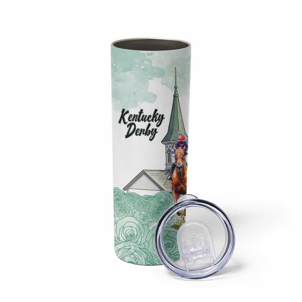 Kentucky Horse Racing Personalized Skinny Tumbler Churchill Downs Roses Pastel Green