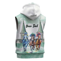 Kentucky Horse Racing Personalized Sleeveless Hoodie Churchill Downs Roses Pastel Green