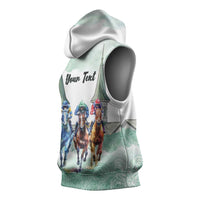 Kentucky Horse Racing Personalized Sleeveless Hoodie Churchill Downs Roses Pastel Green
