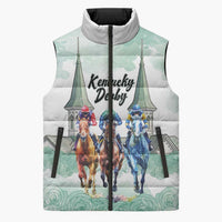 Kentucky Horse Racing Personalized Sleeveless Puffer Jacket Churchill Downs Roses Pastel Green