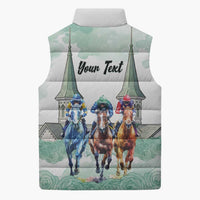 Kentucky Horse Racing Personalized Sleeveless Puffer Jacket Churchill Downs Roses Pastel Green