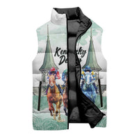 Kentucky Horse Racing Personalized Sleeveless Puffer Jacket Churchill Downs Roses Pastel Green