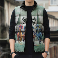 Kentucky Horse Racing Personalized Sleeveless Puffer Jacket Churchill Downs Roses Pastel Green