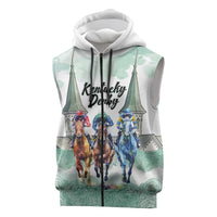 Kentucky Horse Racing Personalized Sleeveless Zip Hoodie Churchill Downs Roses Pastel Green