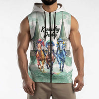 Kentucky Horse Racing Personalized Sleeveless Zip Hoodie Churchill Downs Roses Pastel Green
