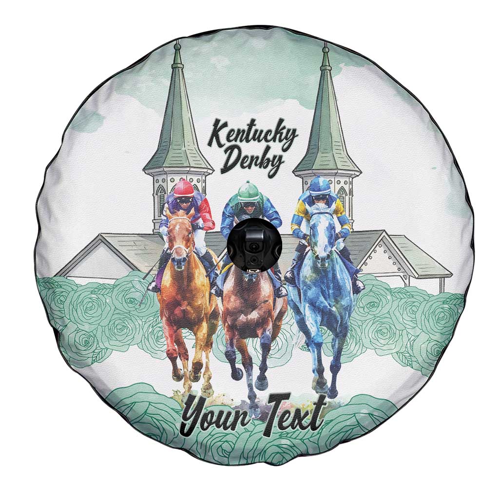 Kentucky Horse Racing Personalized Spare Tire Cover Churchill Downs Roses Pastel Green