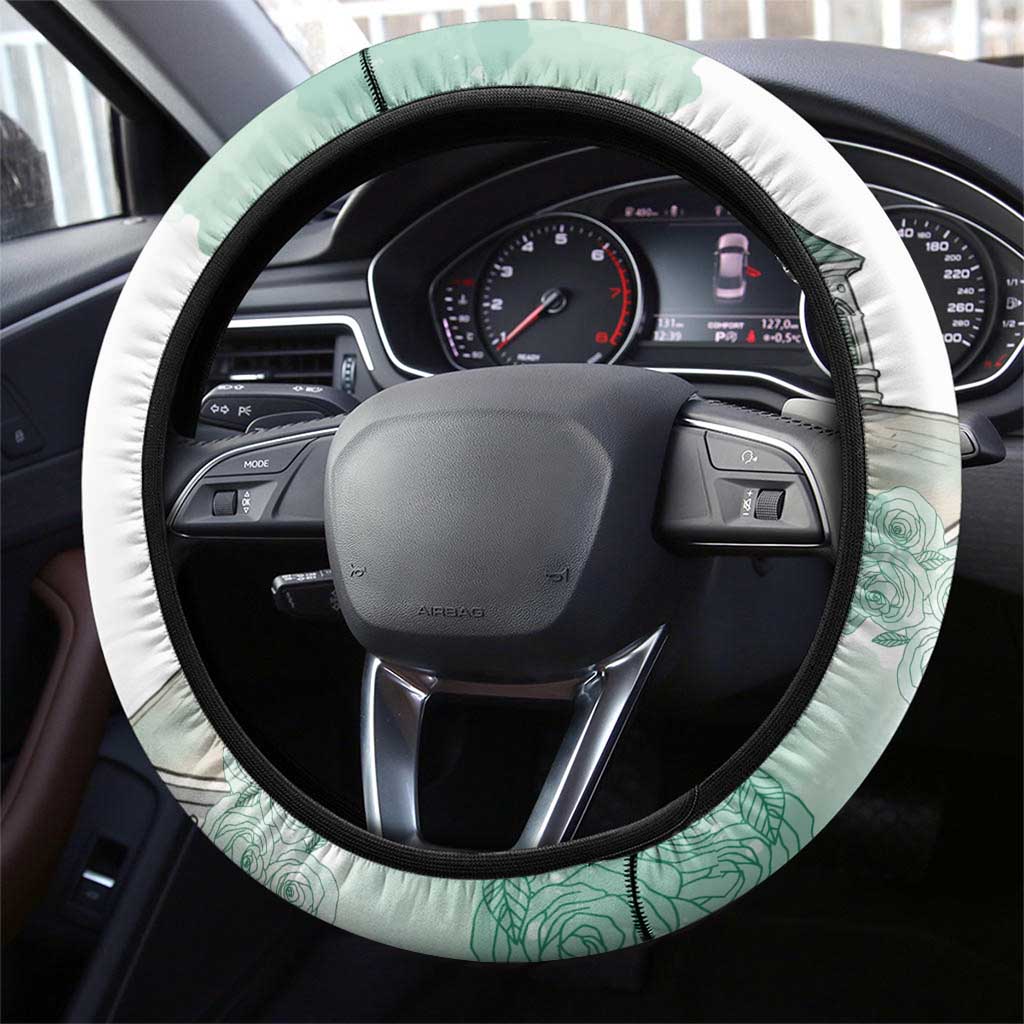 Kentucky Horse Racing Steering Wheel Cover Churchill Downs Roses Pastel Green