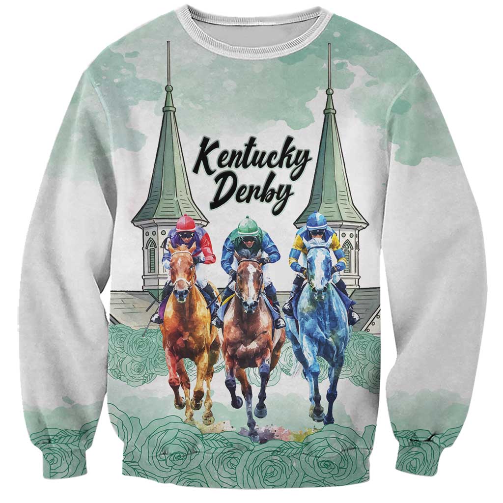 Kentucky Horse Racing Personalized Sweatshirt Churchill Downs Roses Pastel Green