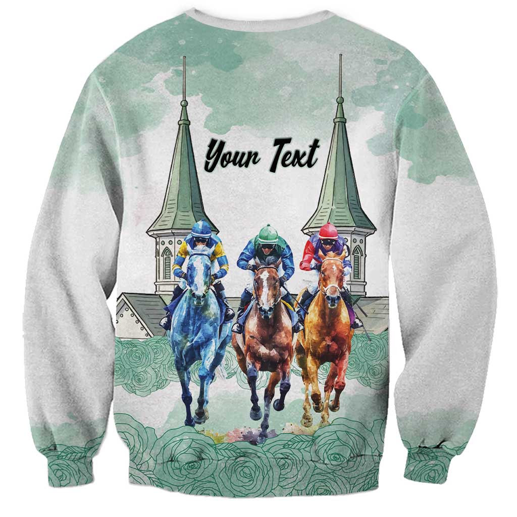 Kentucky Horse Racing Personalized Sweatshirt Churchill Downs Roses Pastel Green