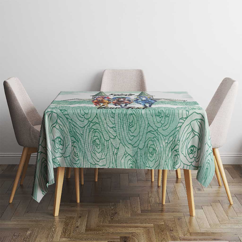 Kentucky Horse Racing Personalized Tablecloth Churchill Downs Roses Pastel Green