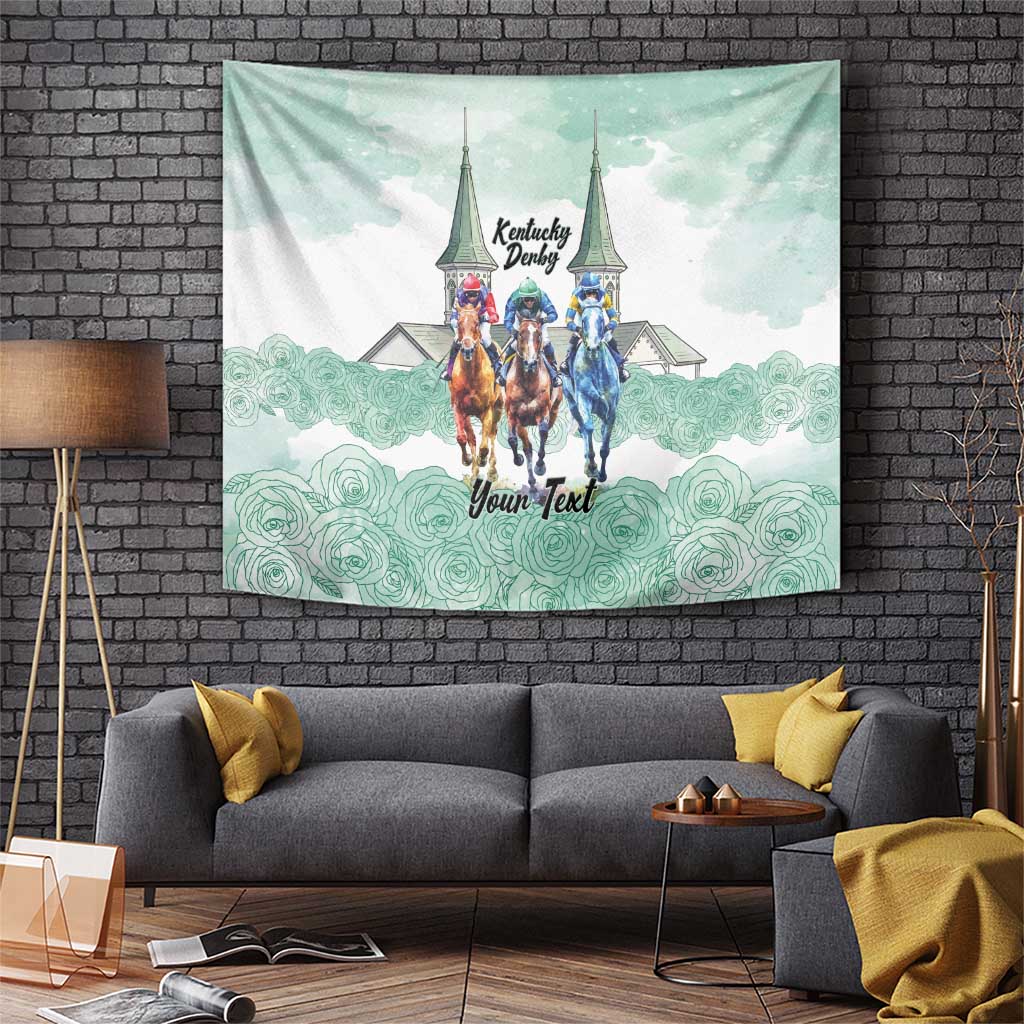 Kentucky Horse Racing Personalized Tapestry Churchill Downs Roses Pastel Green