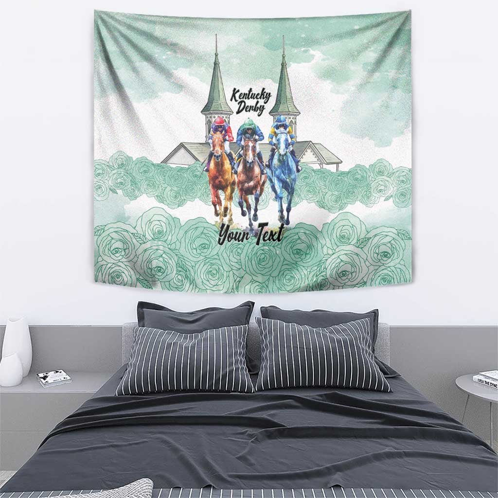 Kentucky Horse Racing Personalized Tapestry Churchill Downs Roses Pastel Green