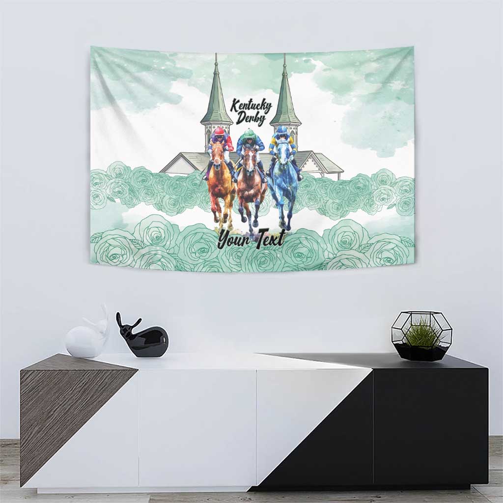 Kentucky Horse Racing Personalized Tapestry Churchill Downs Roses Pastel Green