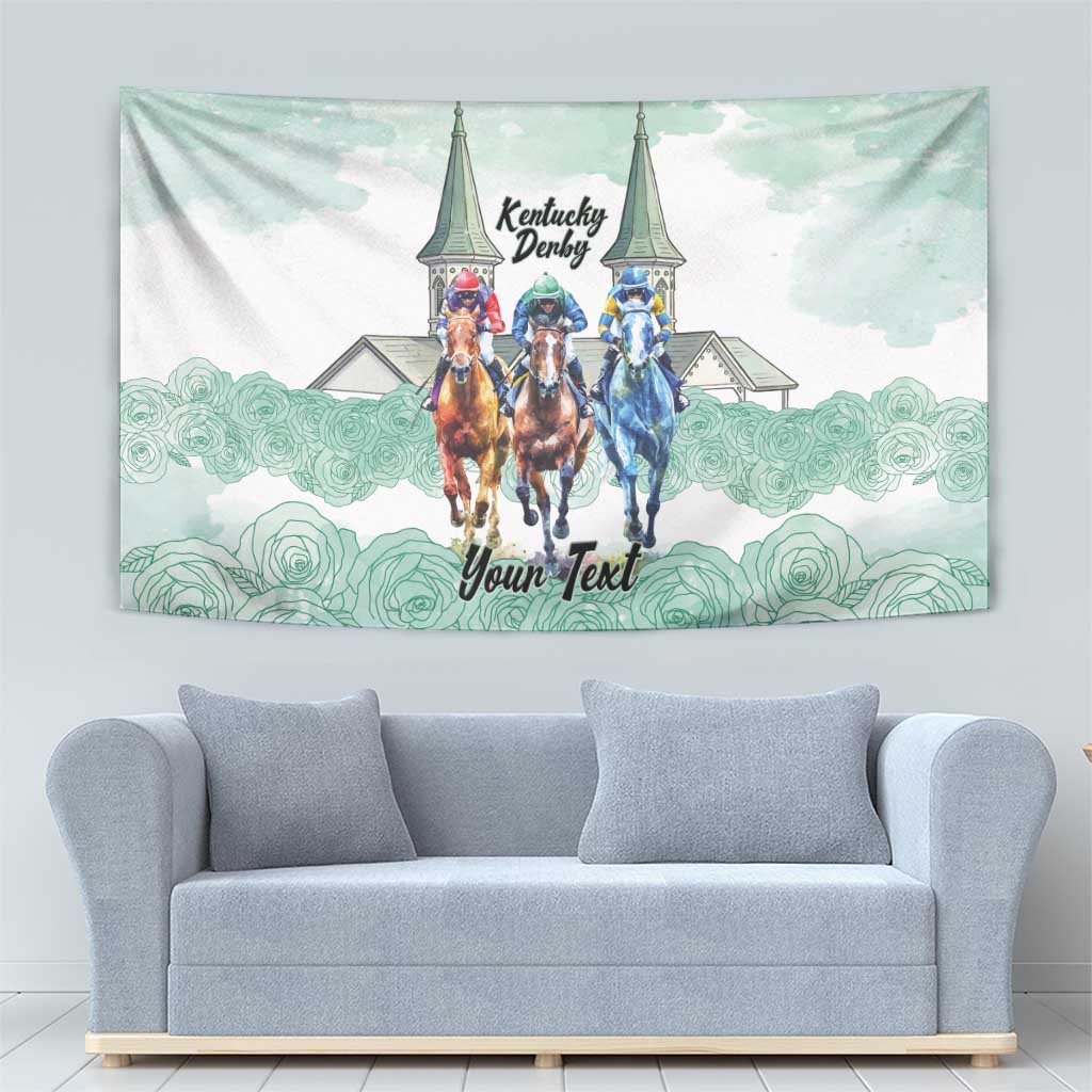 Kentucky Horse Racing Personalized Tapestry Churchill Downs Roses Pastel Green