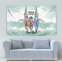 Kentucky Horse Racing Personalized Tapestry Churchill Downs Roses Pastel Green