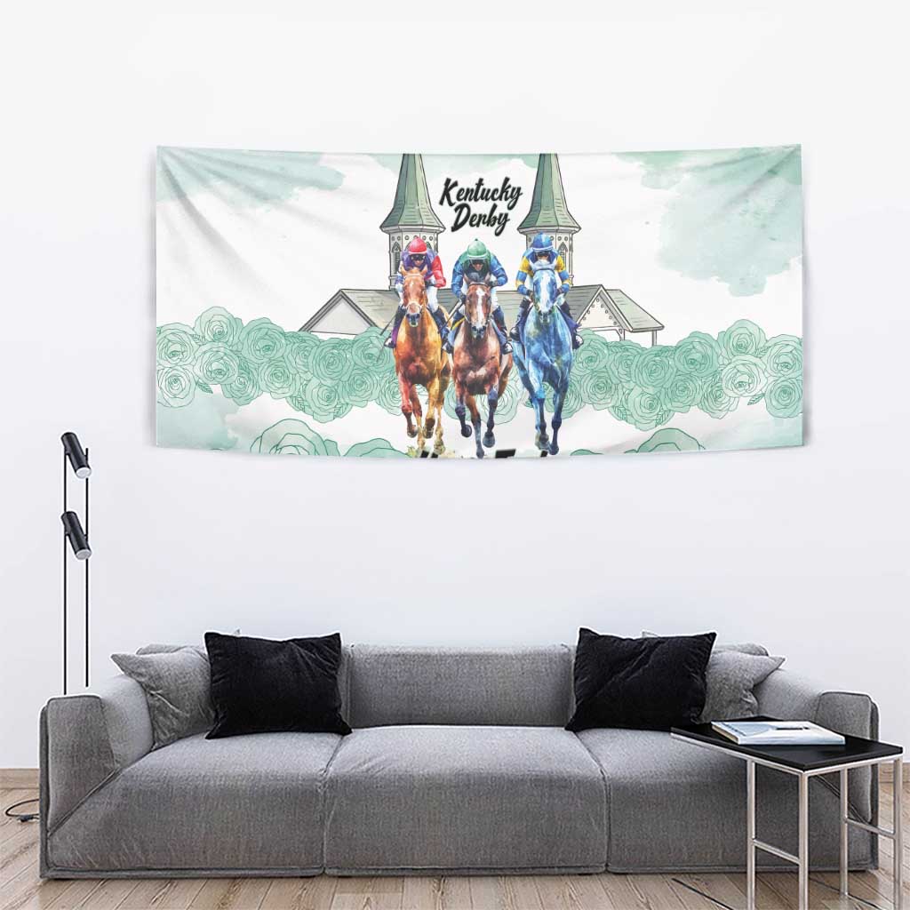 Kentucky Horse Racing Personalized Tapestry Churchill Downs Roses Pastel Green