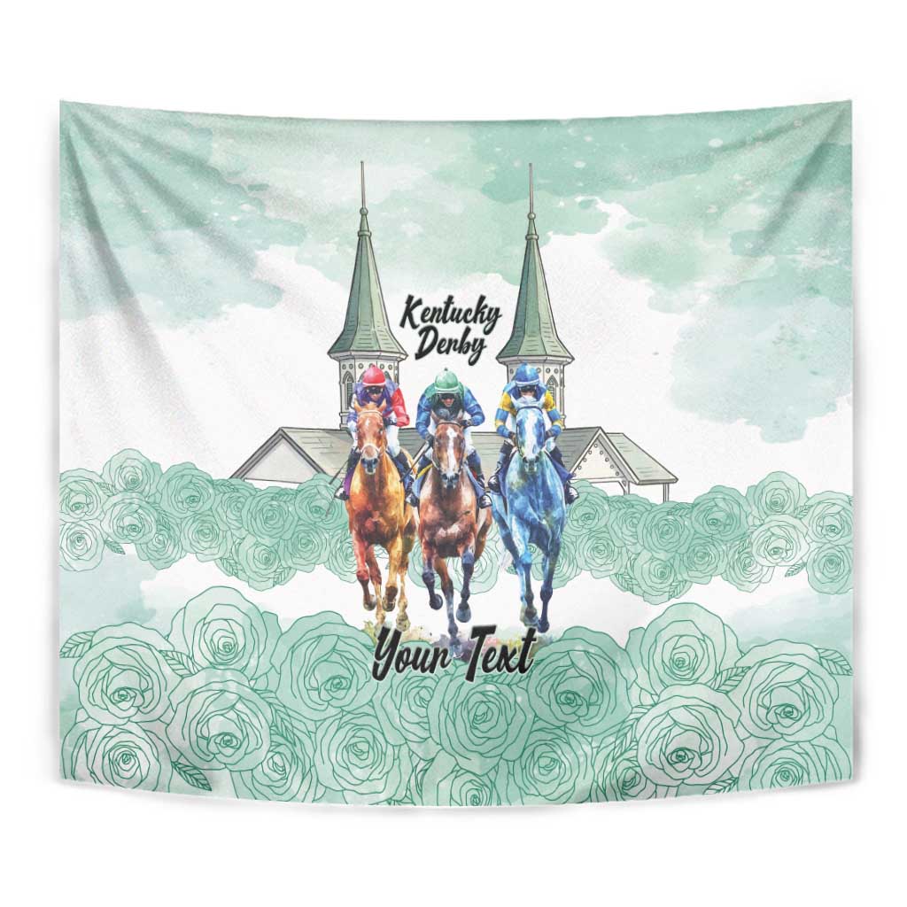 Kentucky Horse Racing Personalized Tapestry Churchill Downs Roses Pastel Green