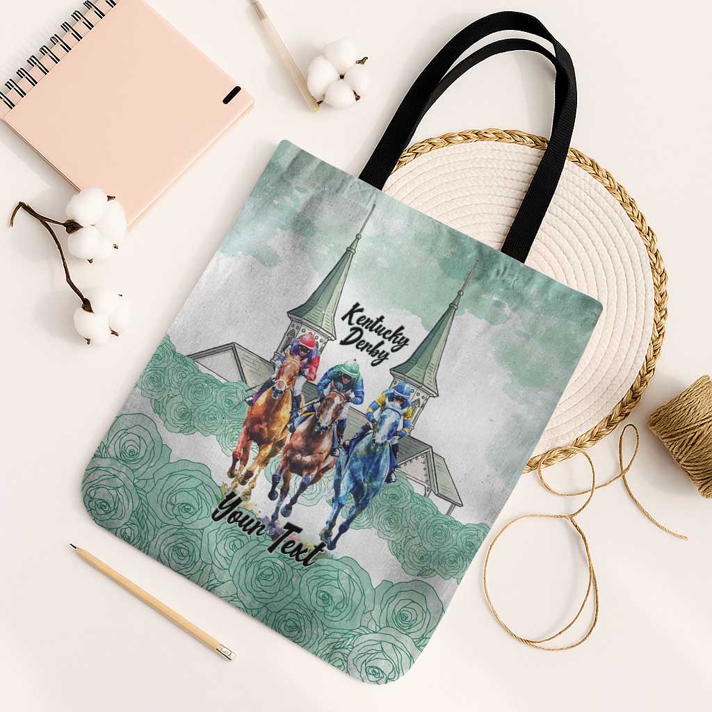 Kentucky Horse Racing Personalized Tote Bag Churchill Downs Roses Pastel Green
