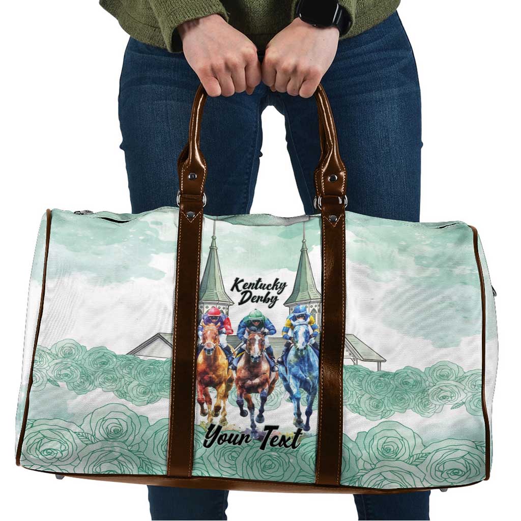 Kentucky Horse Racing Personalized Travel Bag Churchill Downs Roses Pastel Green