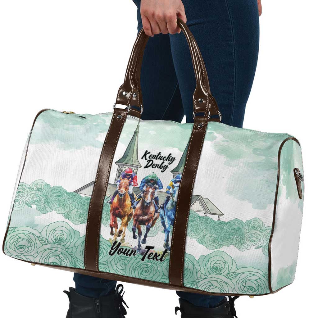 Kentucky Horse Racing Personalized Travel Bag Churchill Downs Roses Pastel Green