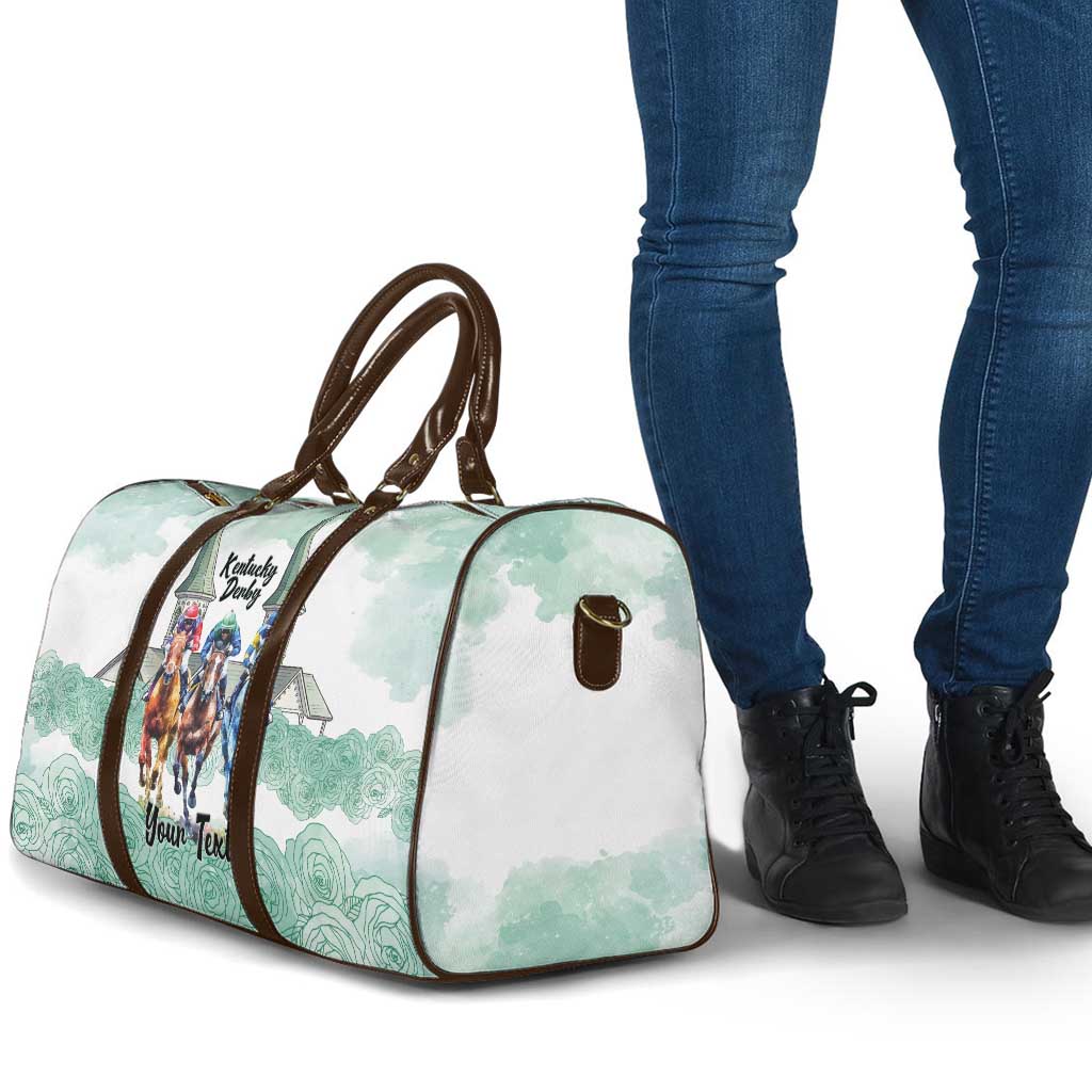 Kentucky Horse Racing Personalized Travel Bag Churchill Downs Roses Pastel Green