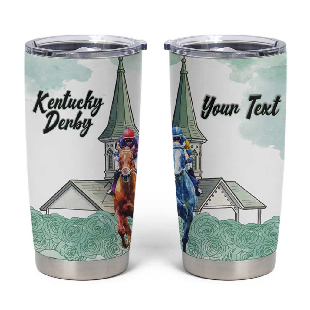 Kentucky Horse Racing Personalized Tumbler Cup Churchill Downs Roses Pastel Green