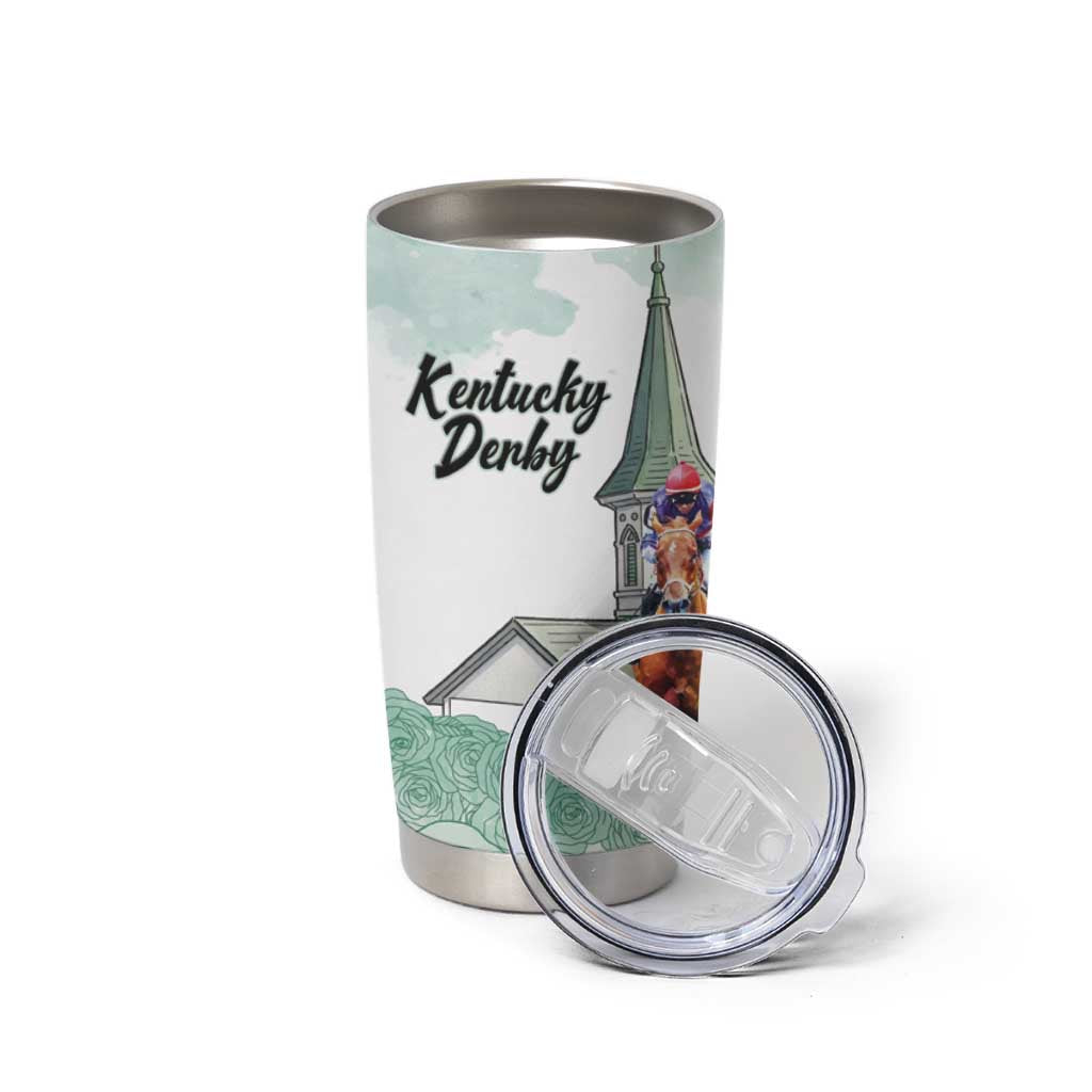 Kentucky Horse Racing Personalized Tumbler Cup Churchill Downs Roses Pastel Green