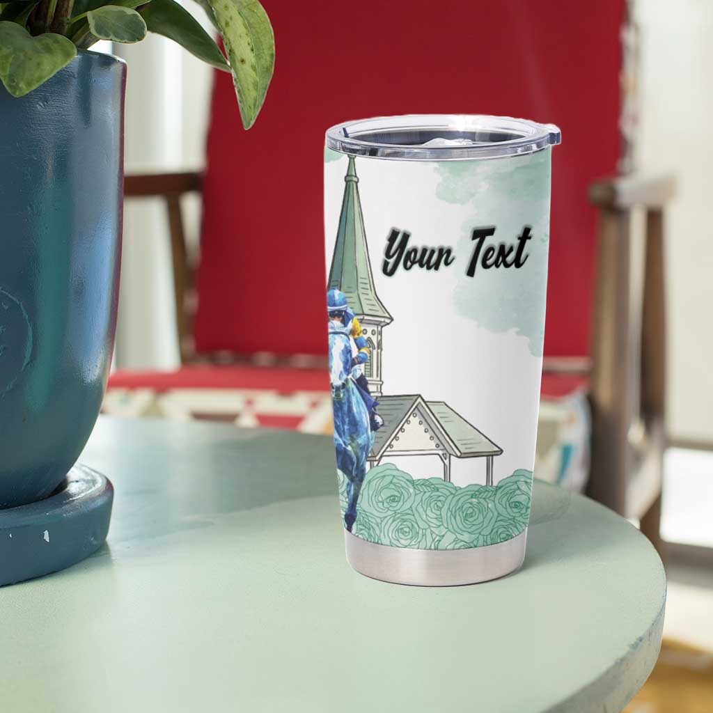 Kentucky Horse Racing Personalized Tumbler Cup Churchill Downs Roses Pastel Green