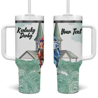 Kentucky Horse Racing Personalized Tumbler With Handle Churchill Downs Roses Pastel Green