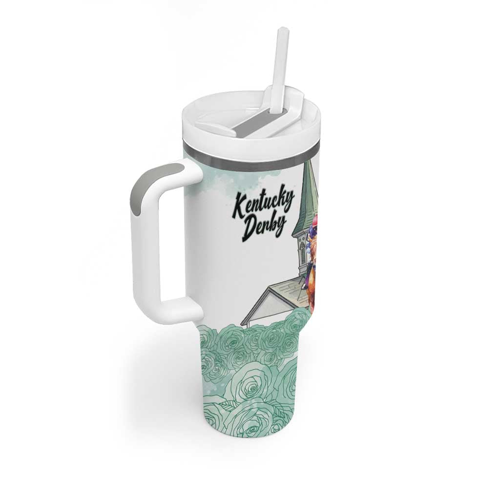 Kentucky Horse Racing Personalized Tumbler With Handle Churchill Downs Roses Pastel Green