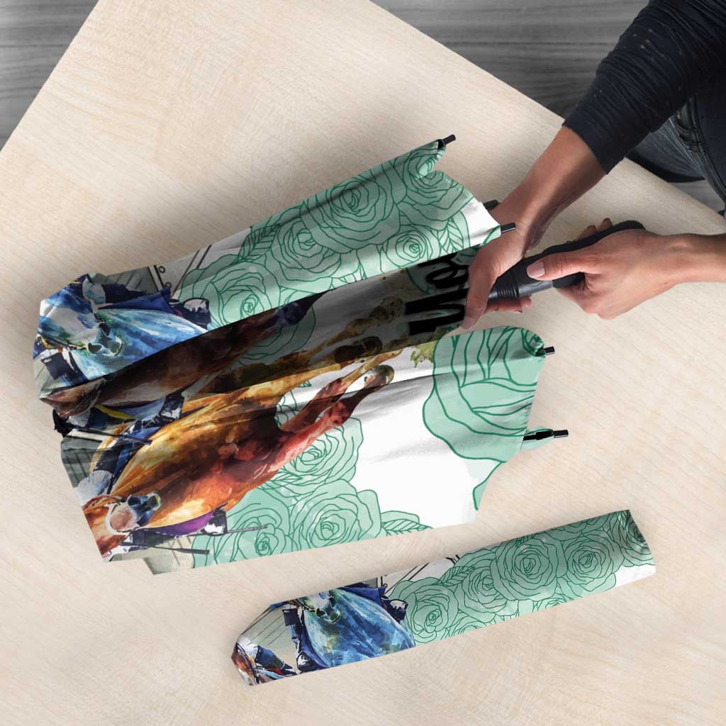 Kentucky Horse Racing Personalized Umbrella Churchill Downs Roses Pastel Green